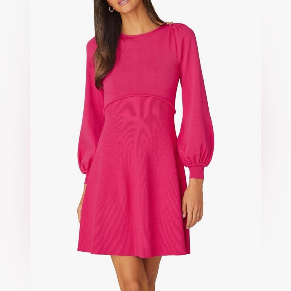 Shoshanna Julia Long-Sleeve Knit Minidress pink size Small NWT